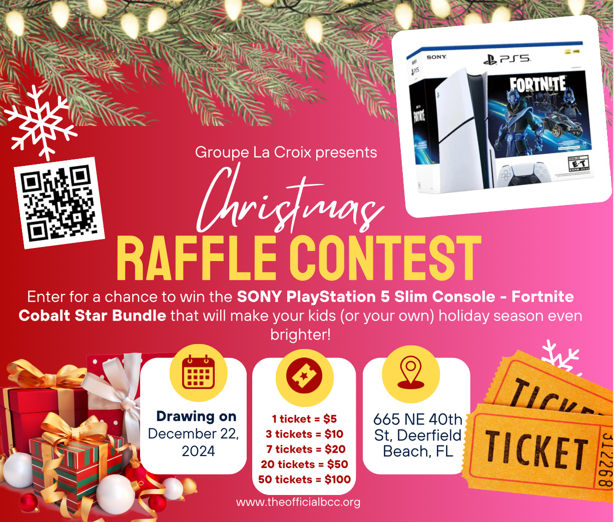 Flyer for BCC Christmas Raffle